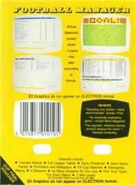 Box back cover for Football Manager on the Acorn Electron.