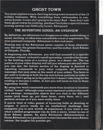 Box back cover for Ghost Town on the Acorn Electron.