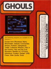 Box back cover for Ghouls on the Acorn Electron.