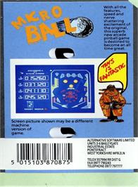 Box back cover for Microball on the Acorn Electron.