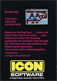 Box back cover for Space Agent Zelda Meets The Bug Eyes on the Acorn Electron.