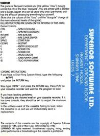 Box back cover for Tempest on the Acorn Electron.