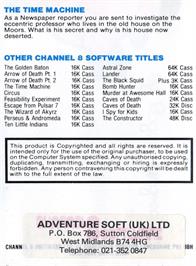 Box back cover for Time Machine, The on the Acorn Electron.