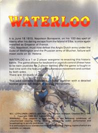 Box back cover for Waterloo on the Acorn Electron.