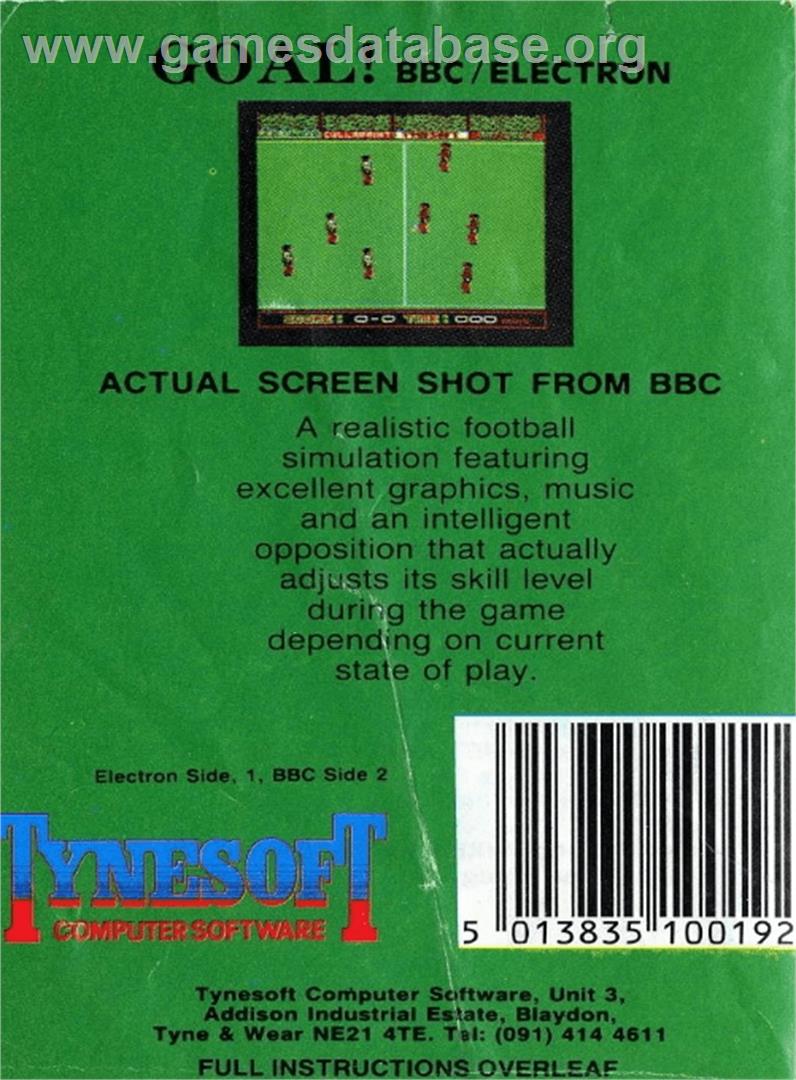 Goal! - Acorn Electron - Artwork - Box Back