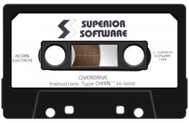 Cartridge artwork for Overdrive on the Acorn Electron.