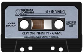 Cartridge artwork for Repton Infinity on the Acorn Electron.