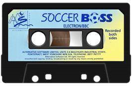 Cartridge artwork for Soccer Boss on the Acorn Electron.