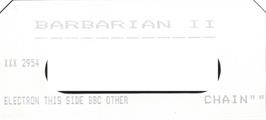 Top of cartridge artwork for Barbarian 2 on the Acorn Electron.