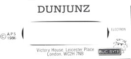 Top of cartridge artwork for Dunjunz on the Acorn Electron.