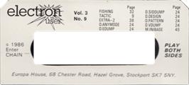 Top of cartridge artwork for Fishing on the Acorn Electron.