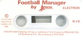 Top of cartridge artwork for Football Manager on the Acorn Electron.