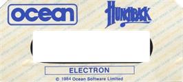 Top of cartridge artwork for Hunchback on the Acorn Electron.
