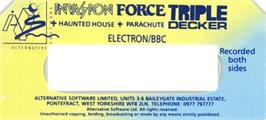 Top of cartridge artwork for Invasion Force on the Acorn Electron.
