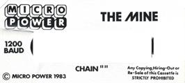 Top of cartridge artwork for Mine, The on the Acorn Electron.