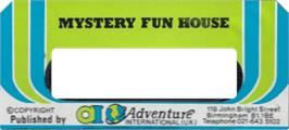 Top of cartridge artwork for Mystery Fun House on the Acorn Electron.
