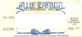 Top of cartridge artwork for Nightmare Maze on the Acorn Electron.