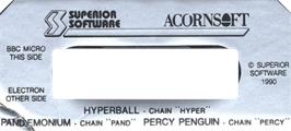 Top of cartridge artwork for Pandemonium on the Acorn Electron.