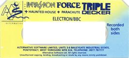 Top of cartridge artwork for Parachute on the Acorn Electron.
