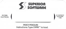Top of cartridge artwork for Percy Penguin on the Acorn Electron.