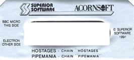 Top of cartridge artwork for Pipe Mania on the Acorn Electron.