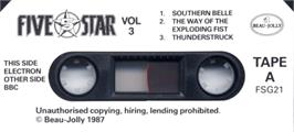 Top of cartridge artwork for Southern Belle on the Acorn Electron.