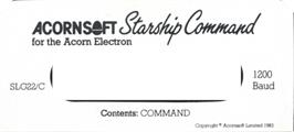 Top of cartridge artwork for Starship Command on the Acorn Electron.