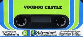 Top of cartridge artwork for Voodoo Castle on the Acorn Electron.