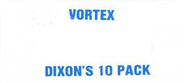 Top of cartridge artwork for Vortex on the Acorn Electron.