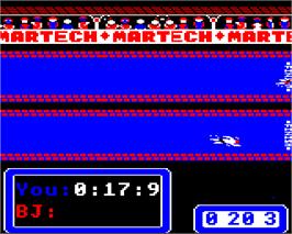In game image of Brian Jacks Superstar Challenge on the Acorn Electron.