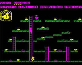 In game image of Chuckie Egg on the Acorn Electron.