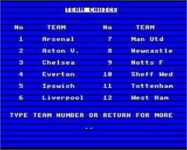 In game image of Football Manager on the Acorn Electron.