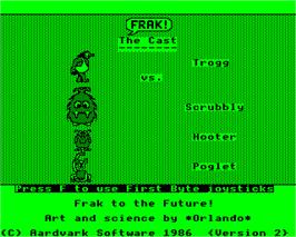 In game image of Frak! on the Acorn Electron.