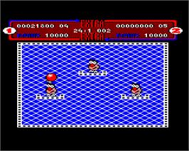 In game image of Helter Skelter on the Acorn Electron.