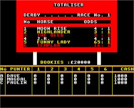 In game image of Horse Race on the Acorn Electron.