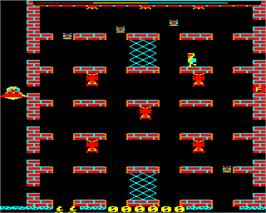 In game image of Jet Power Jack on the Acorn Electron.