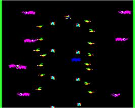 In game image of Jungle Jive on the Acorn Electron.