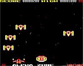 In game image of Mega Force on the Acorn Electron.