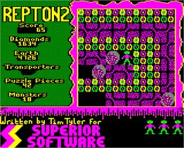 In game image of Repton 2 on the Acorn Electron.