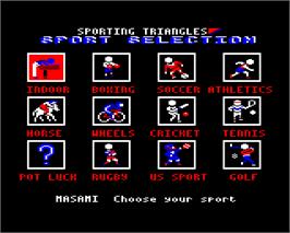 In game image of Sporting Triangles on the Acorn Electron.