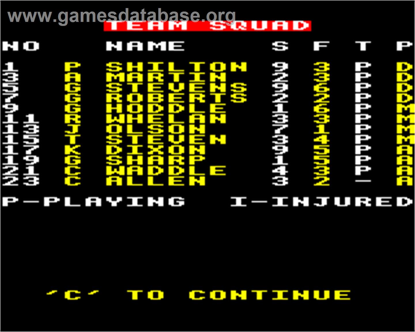 League Challenge - Acorn Electron - Artwork - In Game