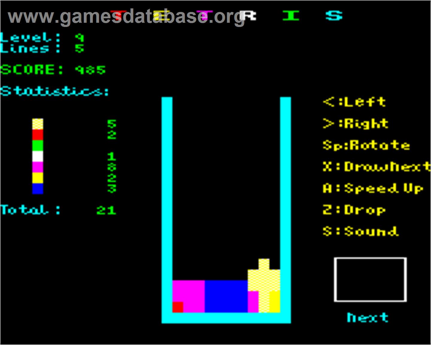 Tetris (Mirrorsoft) - Acorn Electron - Artwork - In Game