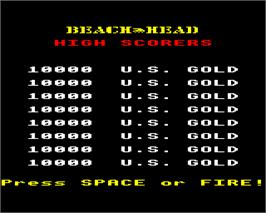 Title screen of Beach-Head on the Acorn Electron.