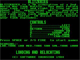 Title screen of Blitzkrieg on the Acorn Electron.