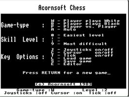 Title screen of Chess on the Acorn Electron.