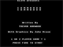 Title screen of Commando on the Acorn Electron.