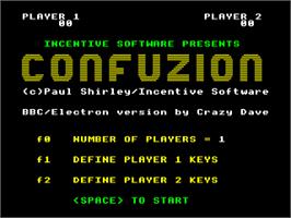 Title screen of Confuzion on the Acorn Electron.