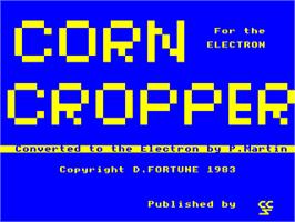 Title screen of Corn Cropper on the Acorn Electron.