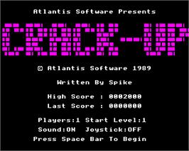 Title screen of Crack-up on the Acorn Electron.
