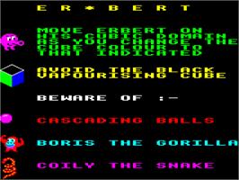 Title screen of Crazy Er*Bert on the Acorn Electron.